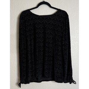 Talbots Womens XL Black Burnout‎ Velvet Blouse Top Whimsigoth Preppy Going Out